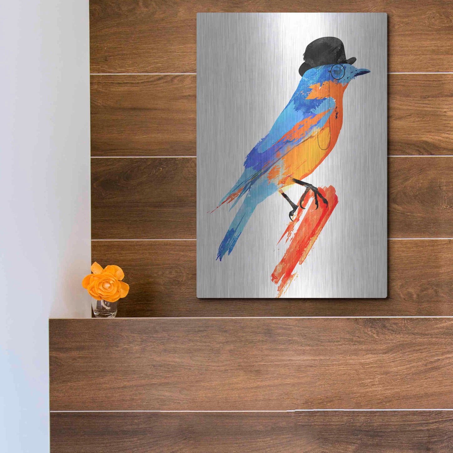 Luxe Metal Art 'Lord Bird' by Robert Farkas, Metal Wall Art,12x16