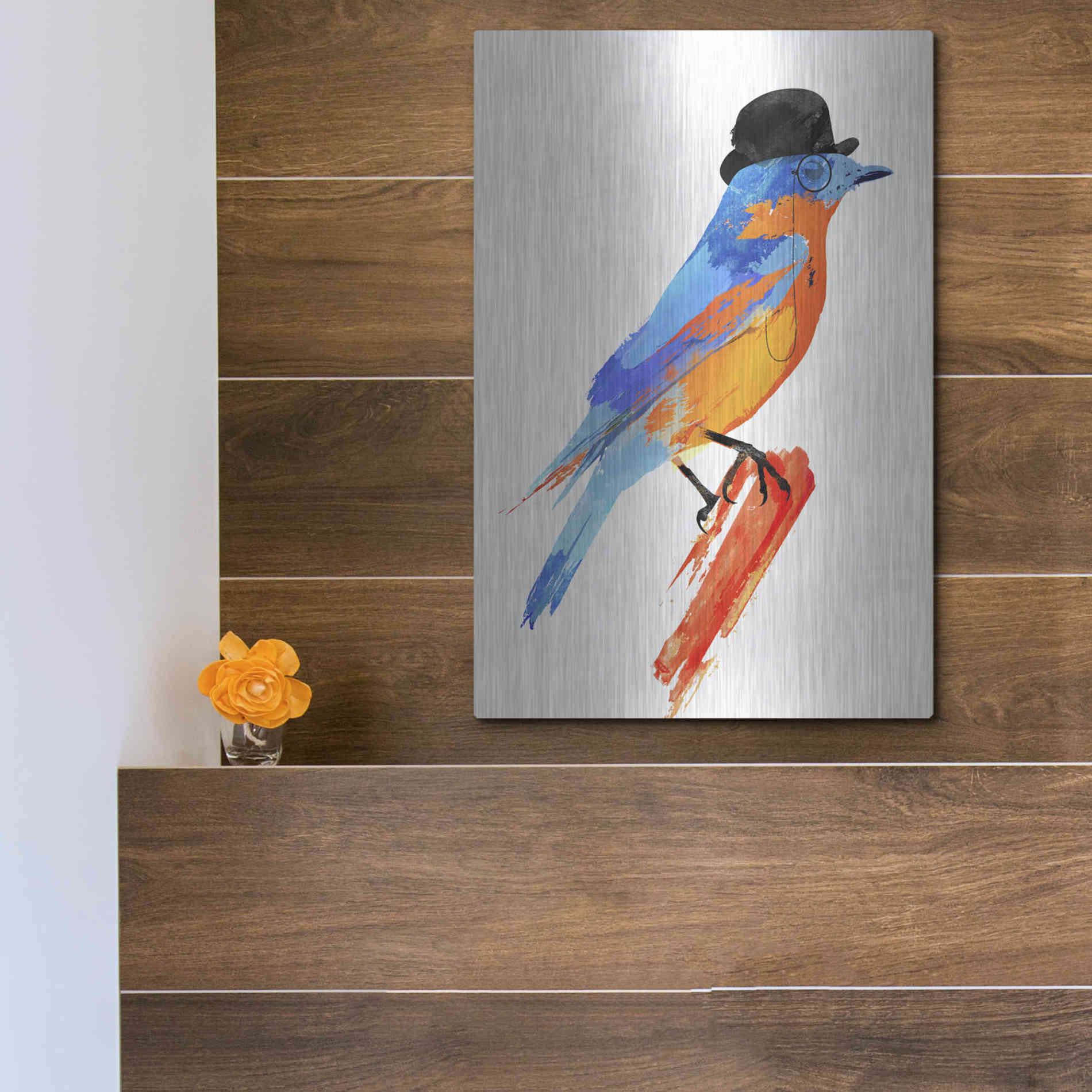 Luxe Metal Art 'Lord Bird' by Robert Farkas, Metal Wall Art,12x16