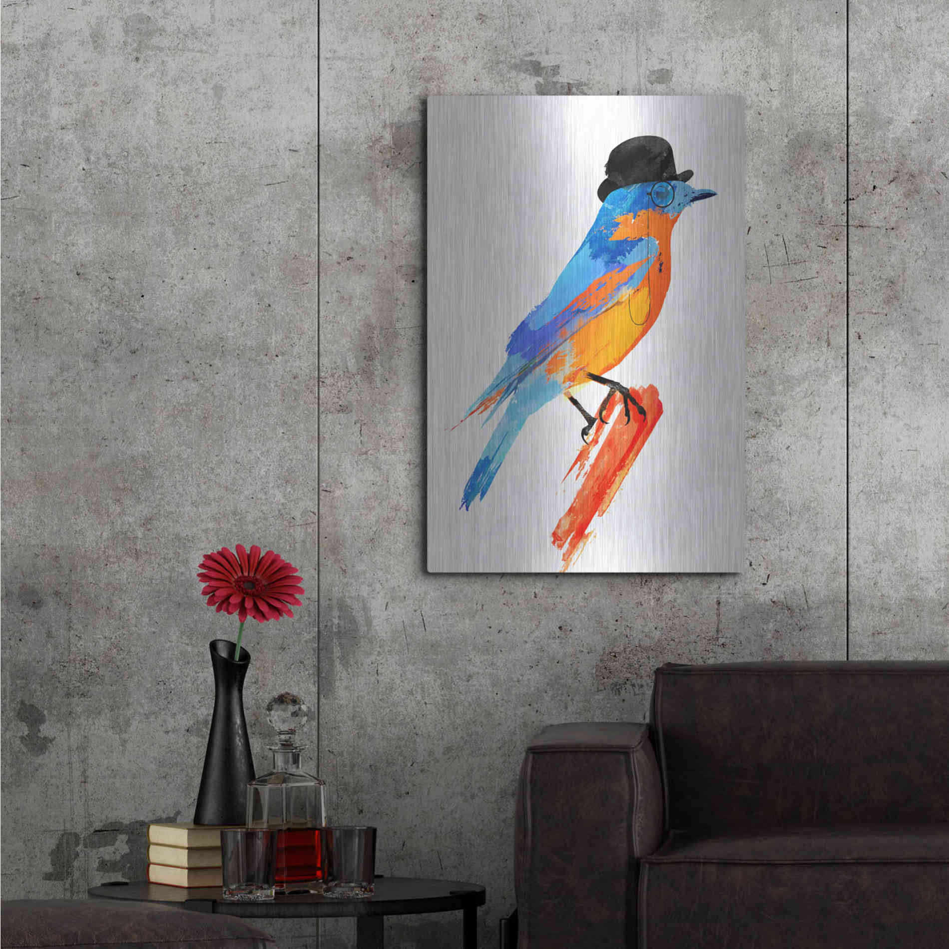 Luxe Metal Art 'Lord Bird' by Robert Farkas, Metal Wall Art,24x36