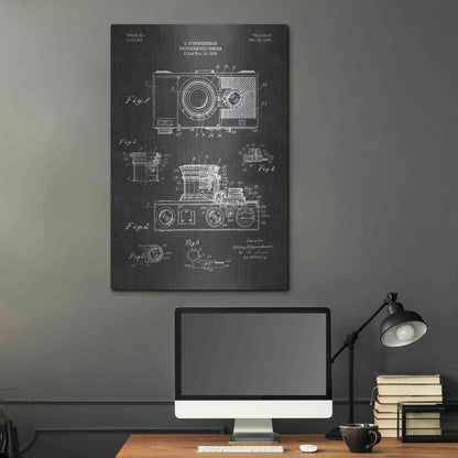 Luxe Metal Art 'Camera, 1936 Blueprint Patent Chalkboard' Metal Wall Art,24x36