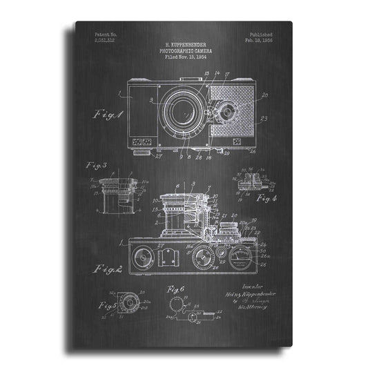 Luxe Metal Art 'Camera, 1936 Blueprint Patent Chalkboard' Metal Wall Art