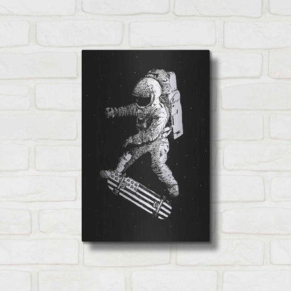 Luxe Metal Art 'Kickflip in Space' by Robert Farkas, Metal Wall Art,12x16