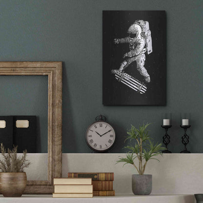 Luxe Metal Art 'Kickflip in Space' by Robert Farkas, Metal Wall Art,12x16