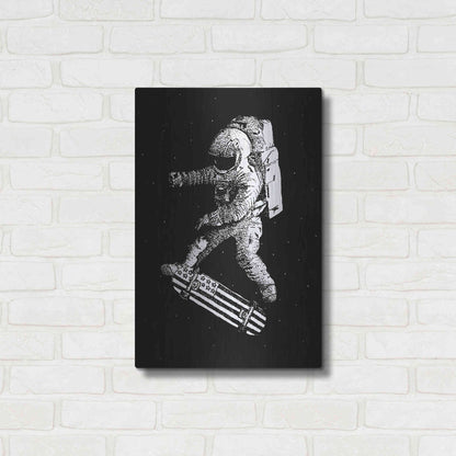 Luxe Metal Art 'Kickflip in Space' by Robert Farkas, Metal Wall Art,16x24