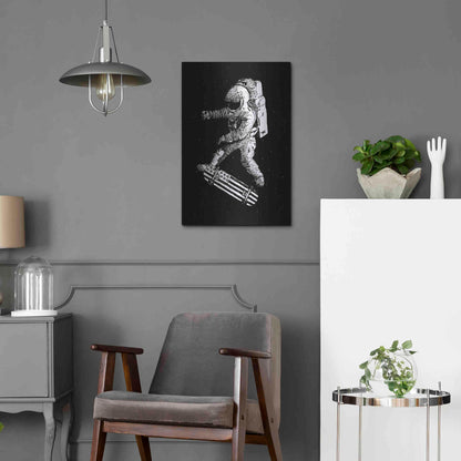 Luxe Metal Art 'Kickflip in Space' by Robert Farkas, Metal Wall Art,16x24