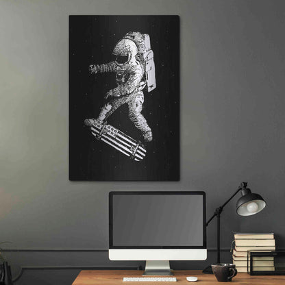 Luxe Metal Art 'Kickflip in Space' by Robert Farkas, Metal Wall Art,24x36