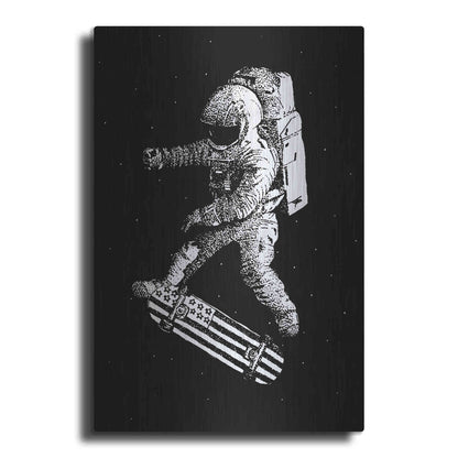 Luxe Metal Art 'Kickflip in Space' by Robert Farkas, Metal Wall Art