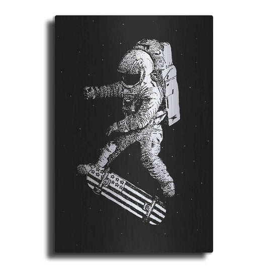 Luxe Metal Art 'Kickflip in Space' by Robert Farkas, Metal Wall Art