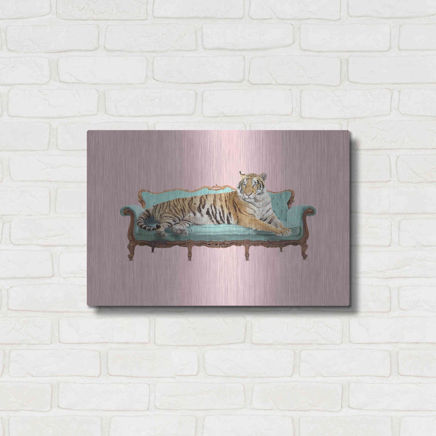 Luxe Metal Art 'Lazy Tiger' by Robert Farkas, Metal Wall Art,24x16