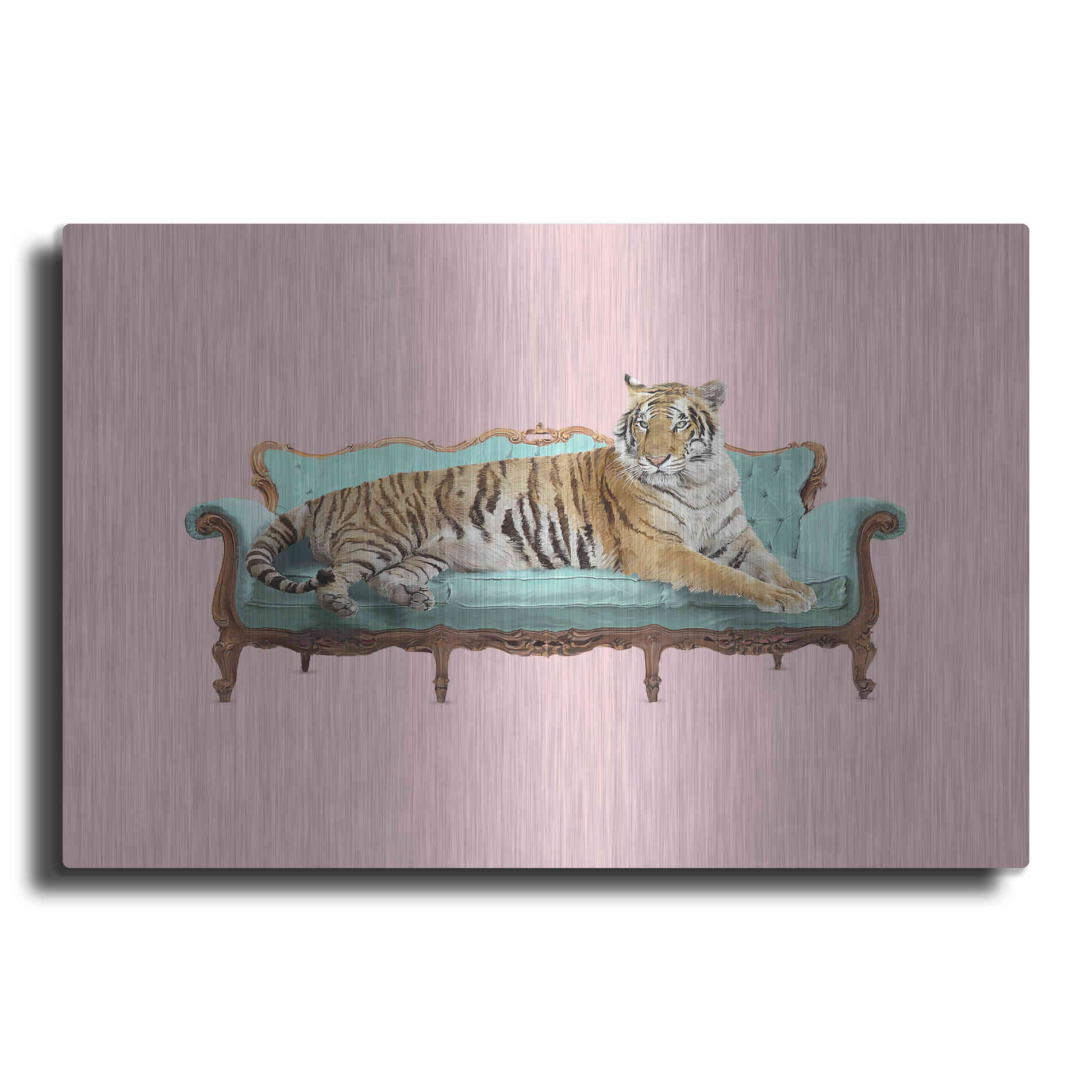 Luxe Metal Art 'Lazy Tiger' by Robert Farkas, Metal Wall Art