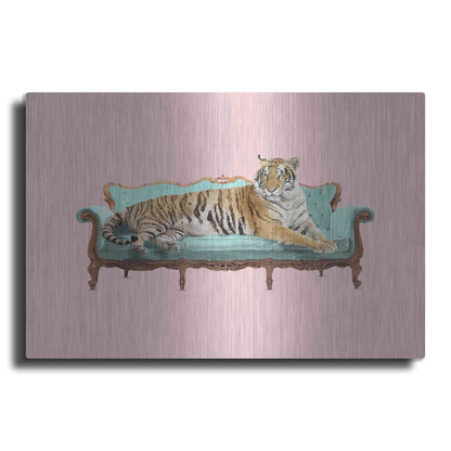 Luxe Metal Art 'Lazy Tiger' by Robert Farkas, Metal Wall Art