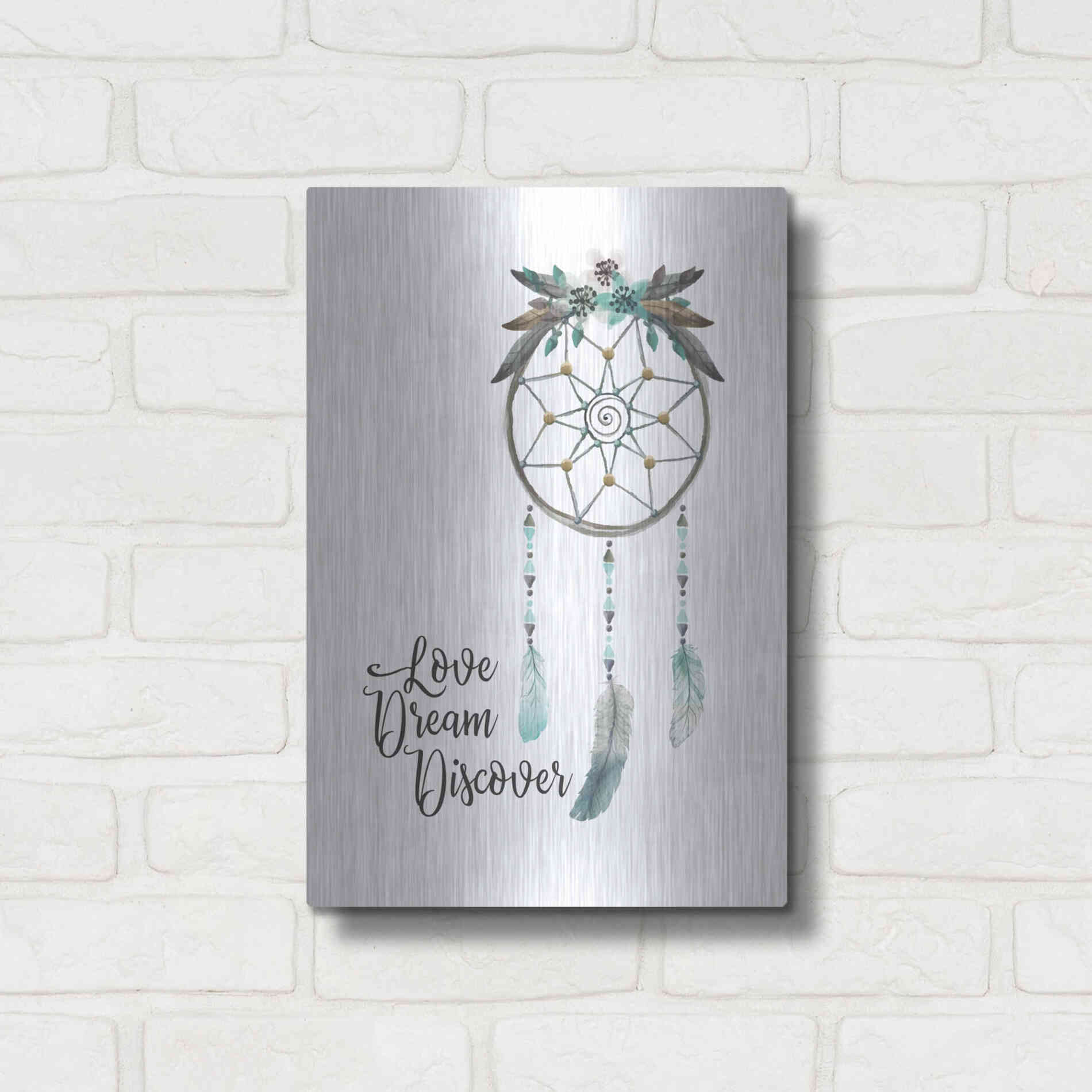 Luxe Metal Art 'Watercolor Dreamcatcher' by Seven Trees Design, Metal Wall Art,12x16