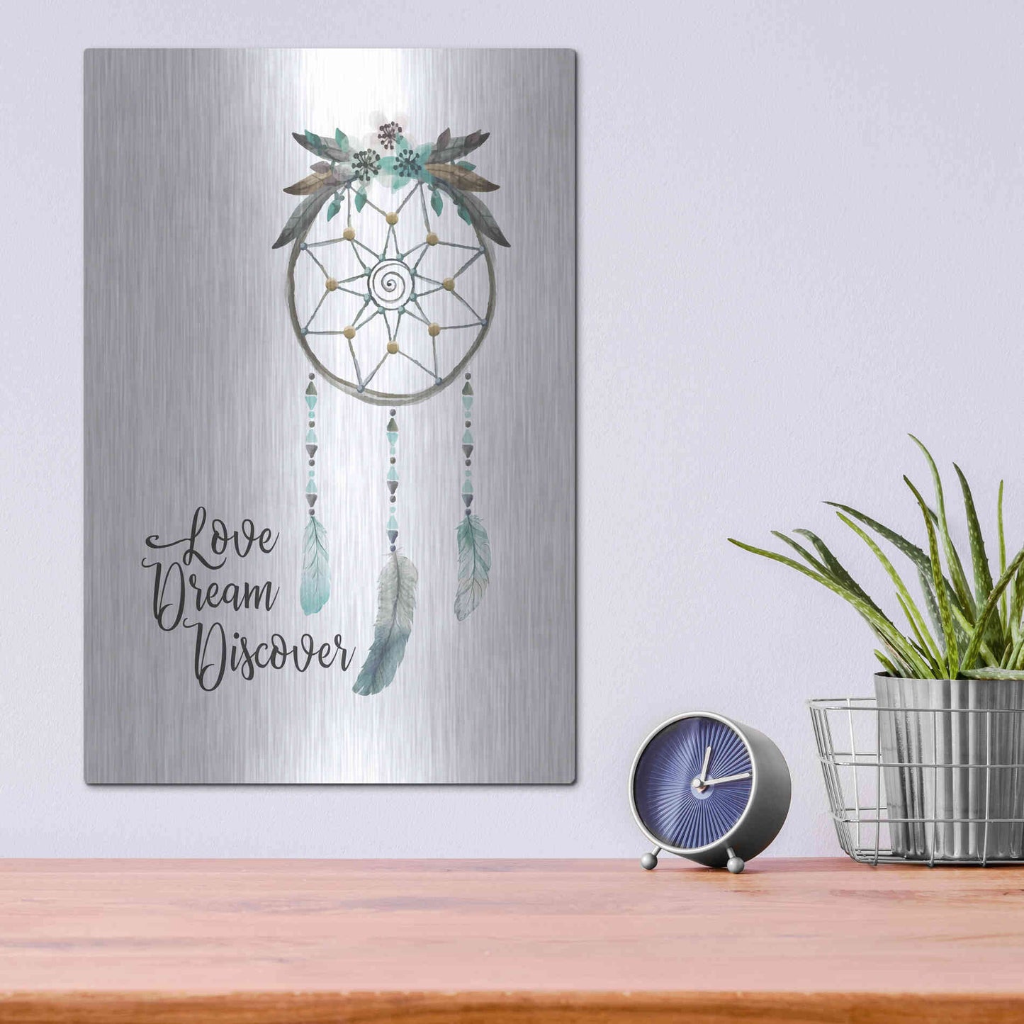 Luxe Metal Art 'Watercolor Dreamcatcher' by Seven Trees Design, Metal Wall Art,12x16