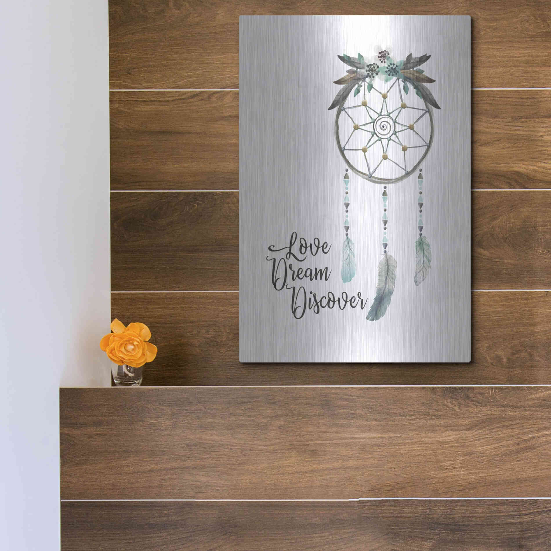 Luxe Metal Art 'Watercolor Dreamcatcher' by Seven Trees Design, Metal Wall Art,12x16