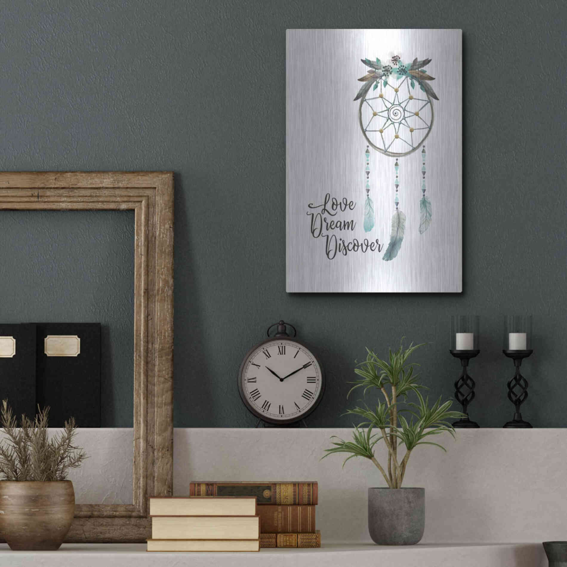 Luxe Metal Art 'Watercolor Dreamcatcher' by Seven Trees Design, Metal Wall Art,12x16