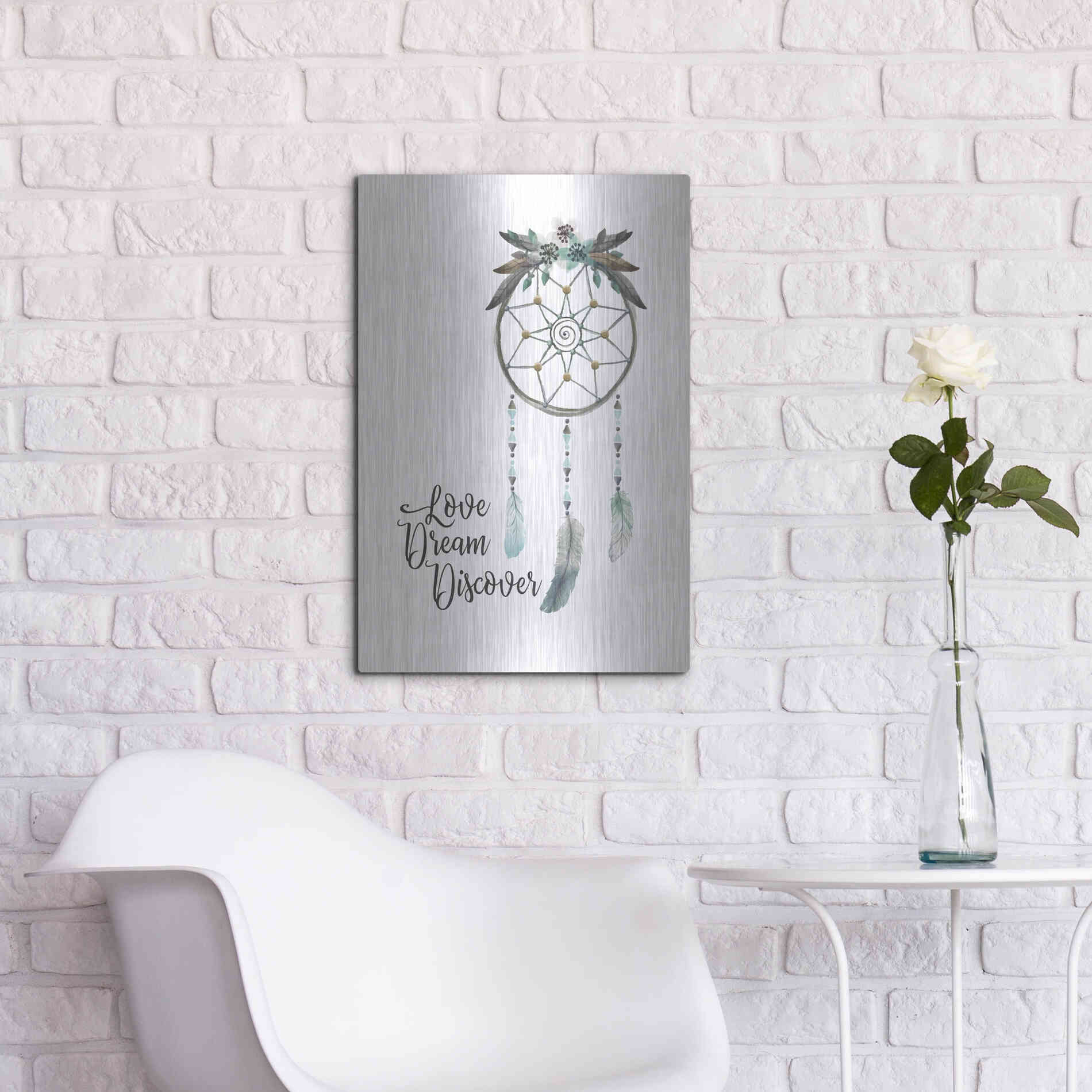 Luxe Metal Art 'Watercolor Dreamcatcher' by Seven Trees Design, Metal Wall Art,16x24