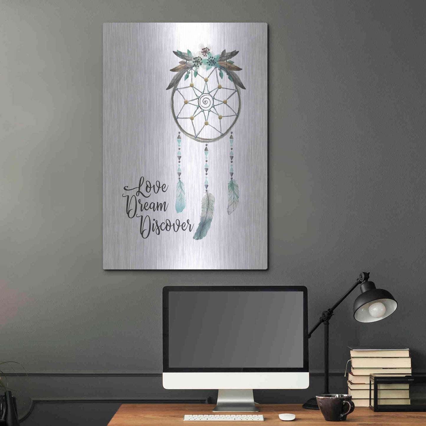 Luxe Metal Art 'Watercolor Dreamcatcher' by Seven Trees Design, Metal Wall Art,24x36