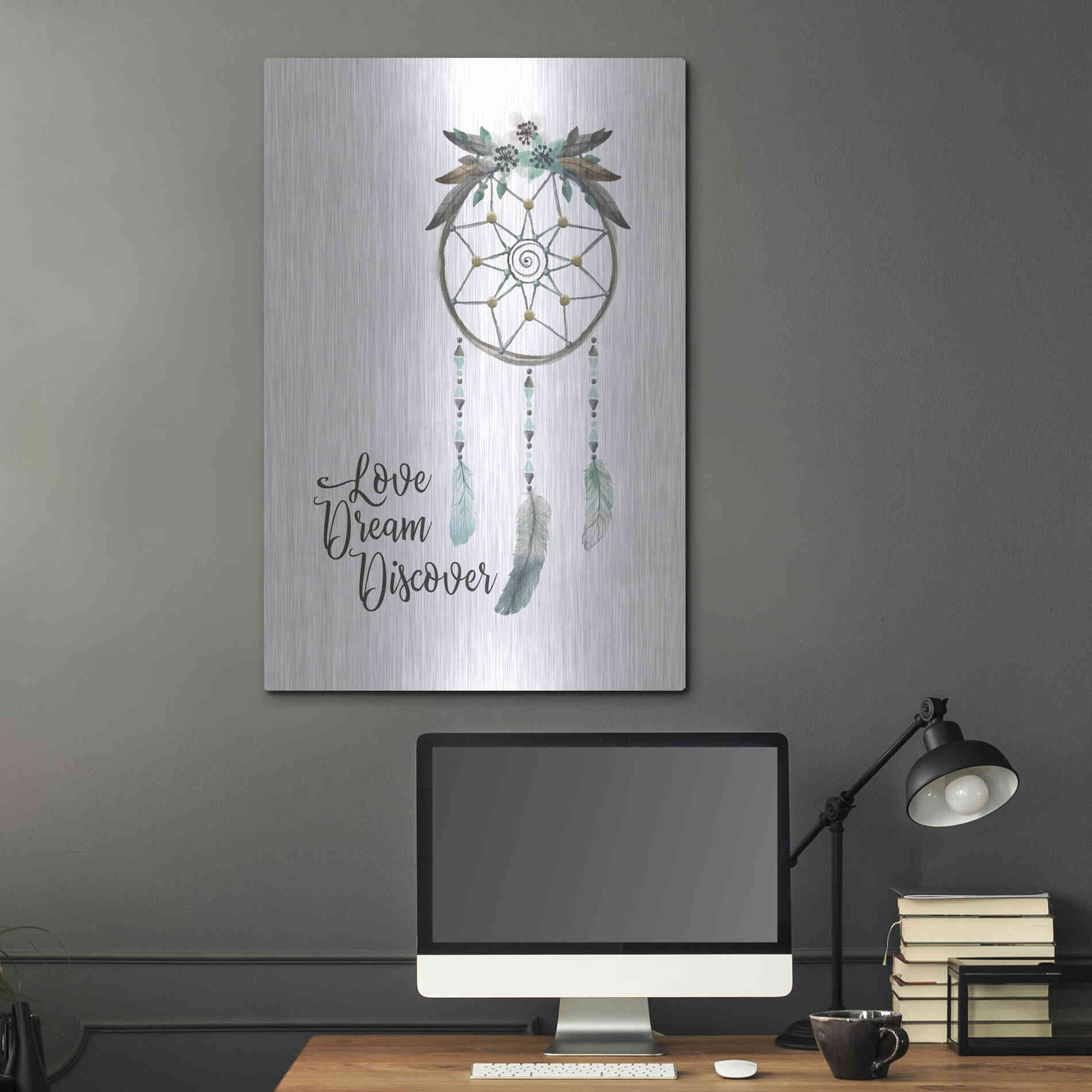 Luxe Metal Art 'Watercolor Dreamcatcher' by Seven Trees Design, Metal Wall Art,24x36