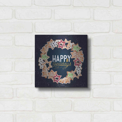 Luxe Metal Art 'Gingerbread Happy Holidays Wreath' by Seven Trees Design, Metal Wall Art,12x12
