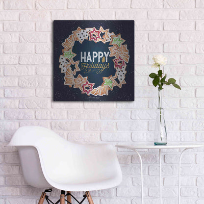 Luxe Metal Art 'Gingerbread Happy Holidays Wreath' by Seven Trees Design, Metal Wall Art,24x24