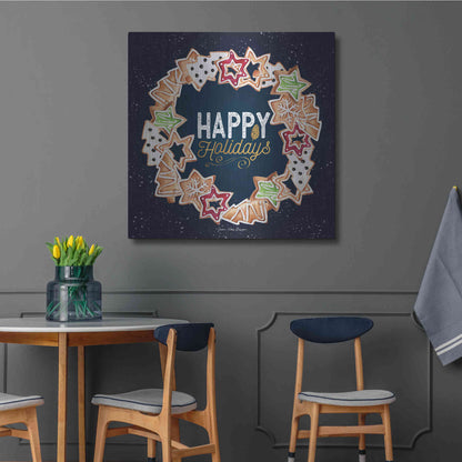 Luxe Metal Art 'Gingerbread Happy Holidays Wreath' by Seven Trees Design, Metal Wall Art,36x36