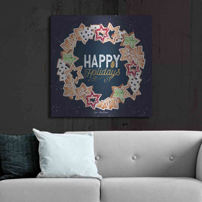 Luxe Metal Art 'Gingerbread Happy Holidays Wreath' by Seven Trees Design, Metal Wall Art,36x36