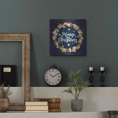 Luxe Metal Art 'Gingerbread Merry Christmas Wreath' by Seven Trees Design, Metal Wall Art,12x12