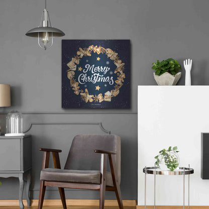 Luxe Metal Art 'Gingerbread Merry Christmas Wreath' by Seven Trees Design, Metal Wall Art,24x24