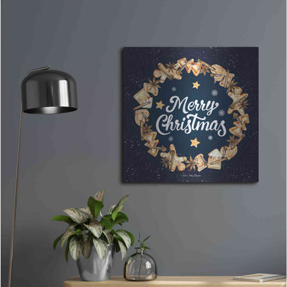 Luxe Metal Art 'Gingerbread Merry Christmas Wreath' by Seven Trees Design, Metal Wall Art,24x24