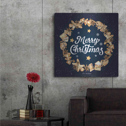 Luxe Metal Art 'Gingerbread Merry Christmas Wreath' by Seven Trees Design, Metal Wall Art,36x36