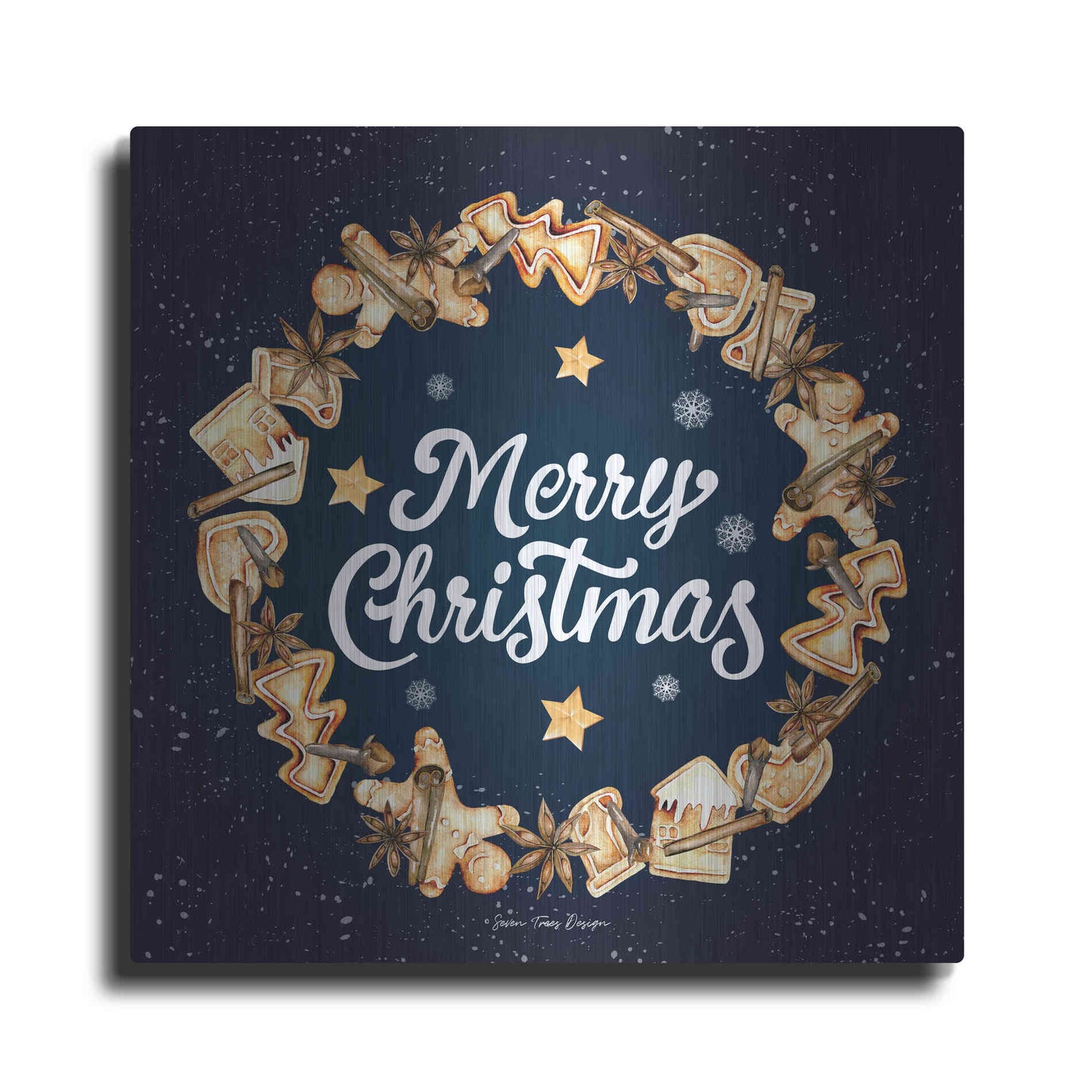 Luxe Metal Art 'Gingerbread Merry Christmas Wreath' by Seven Trees Design, Metal Wall Art
