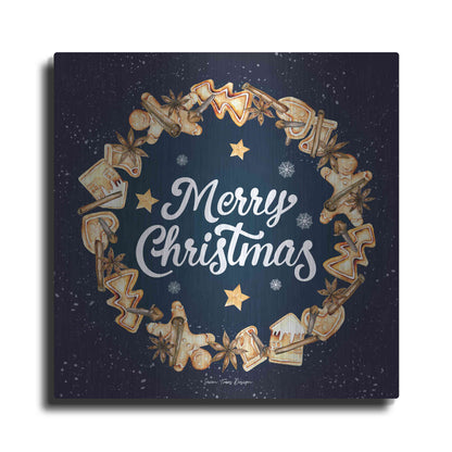 Luxe Metal Art 'Gingerbread Merry Christmas Wreath' by Seven Trees Design, Metal Wall Art