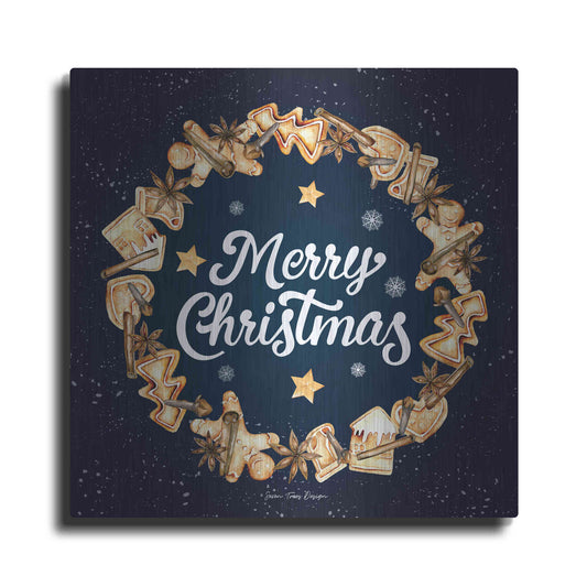 Luxe Metal Art 'Gingerbread Merry Christmas Wreath' by Seven Trees Design, Metal Wall Art