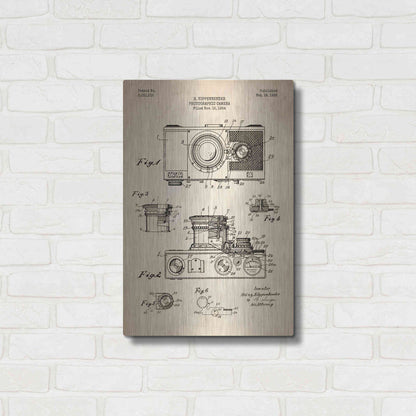 Luxe Metal Art 'Camera, 1936 Blueprint Patent Parchment' Metal Wall Art,16x24