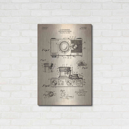 Luxe Metal Art 'Camera, 1936 Blueprint Patent Parchment' Metal Wall Art,24x36