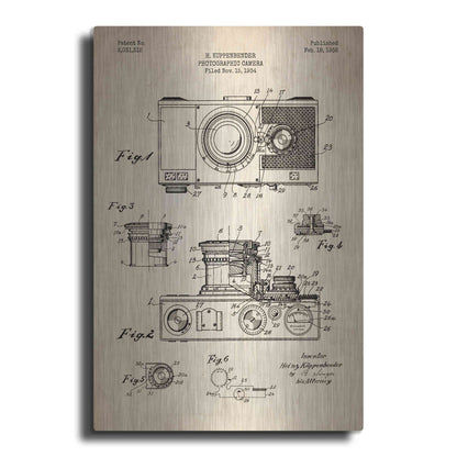 Luxe Metal Art 'Camera, 1936 Blueprint Patent Parchment' Metal Wall Art