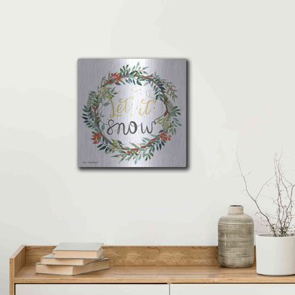 Luxe Metal Art 'Let It Snow Wreath' by Seven Trees Design, Metal Wall Art,12x12