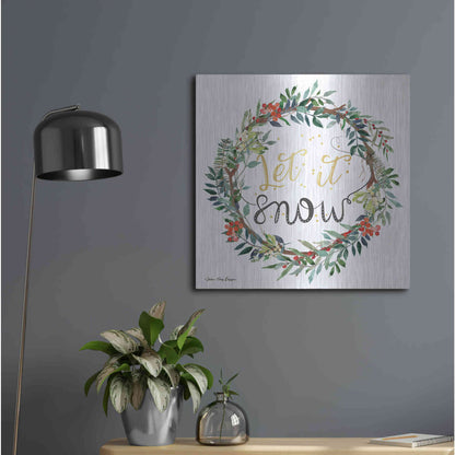 Luxe Metal Art 'Let It Snow Wreath' by Seven Trees Design, Metal Wall Art,24x24