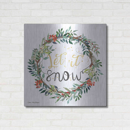 Luxe Metal Art 'Let It Snow Wreath' by Seven Trees Design, Metal Wall Art,36x36