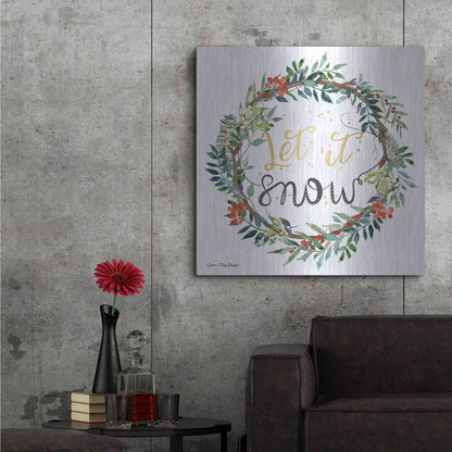 Luxe Metal Art 'Let It Snow Wreath' by Seven Trees Design, Metal Wall Art,36x36