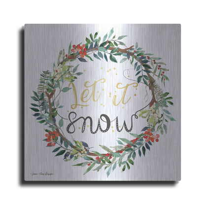 Luxe Metal Art 'Let It Snow Wreath' by Seven Trees Design, Metal Wall Art