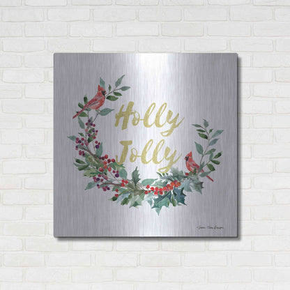 Luxe Metal Art 'Holly Jolly Cardinal Wreath' by Seven Trees Design, Metal Wall Art,36x36