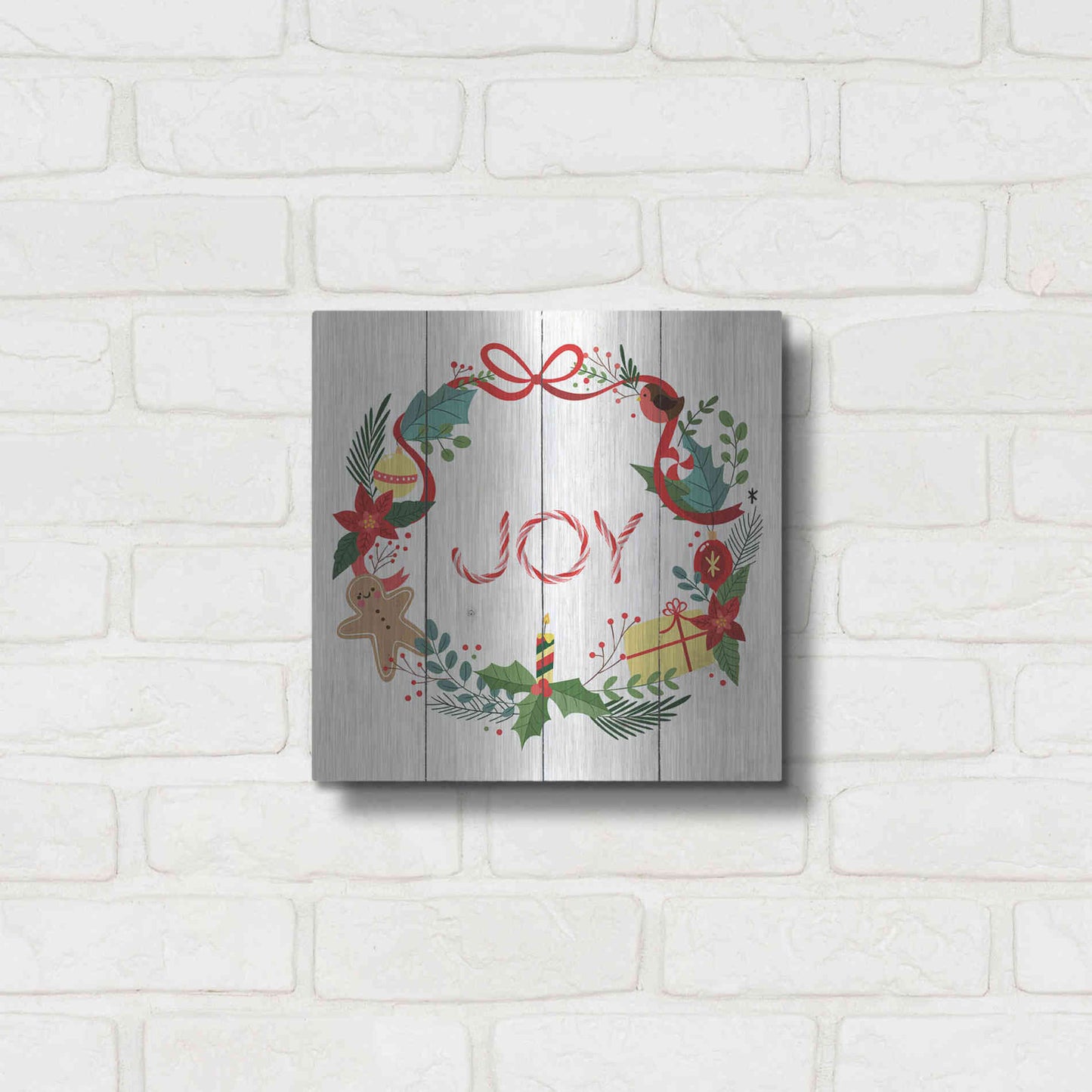 Luxe Metal Art 'Peppermint Joy' by Seven Trees Design, Metal Wall Art,12x12