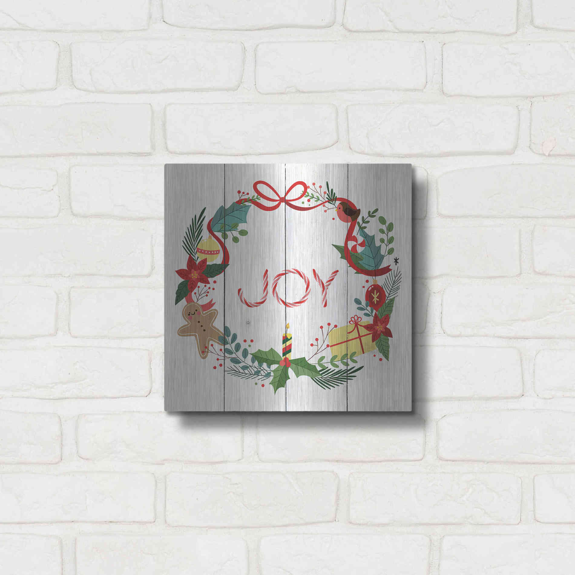 Luxe Metal Art 'Peppermint Joy' by Seven Trees Design, Metal Wall Art,12x12
