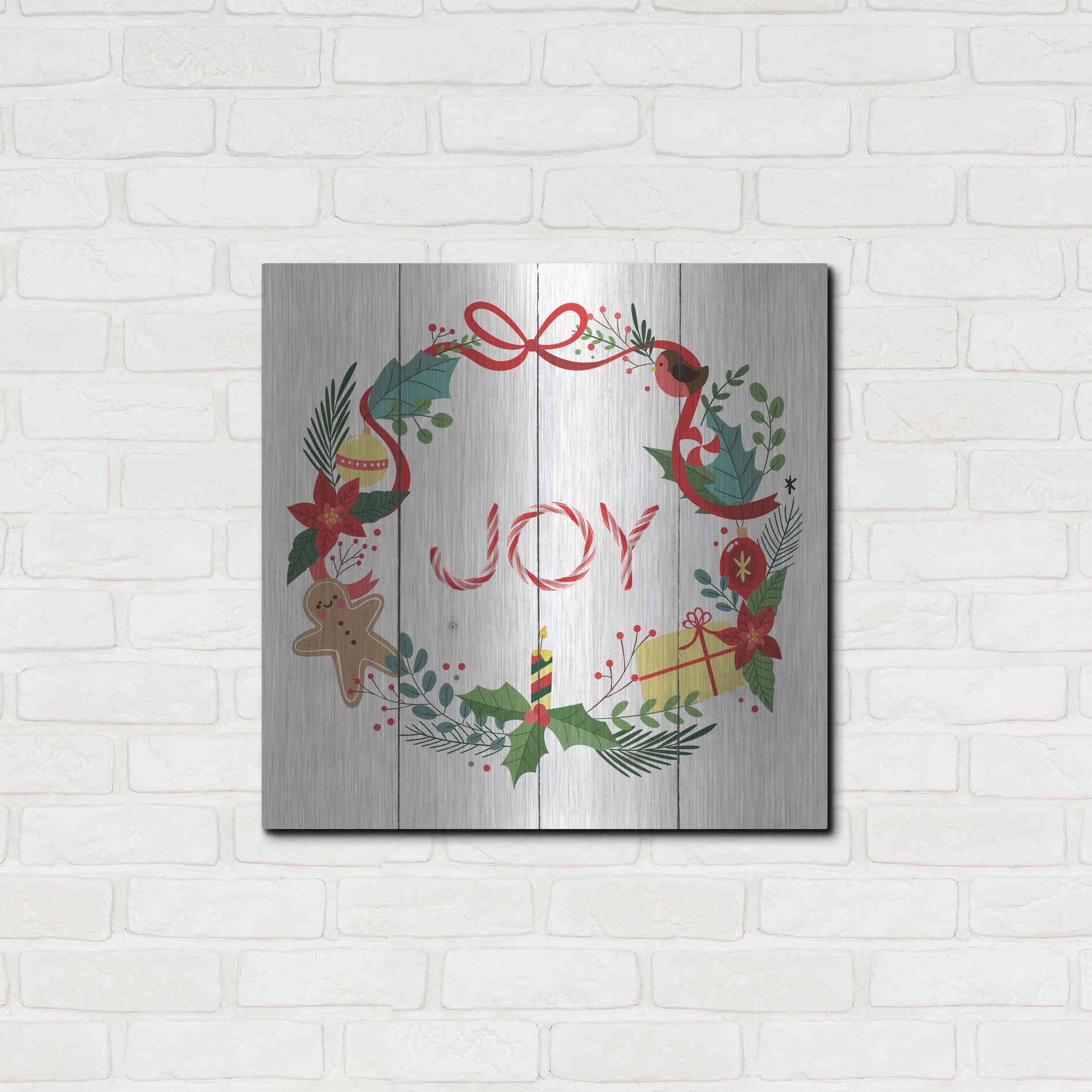 Luxe Metal Art 'Peppermint Joy' by Seven Trees Design, Metal Wall Art,24x24