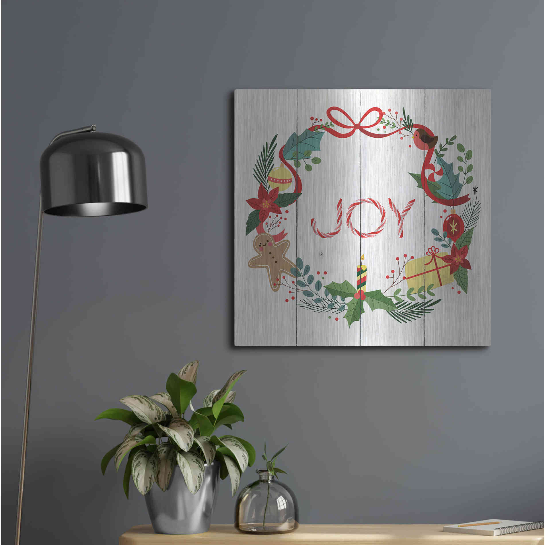 Luxe Metal Art 'Peppermint Joy' by Seven Trees Design, Metal Wall Art,24x24