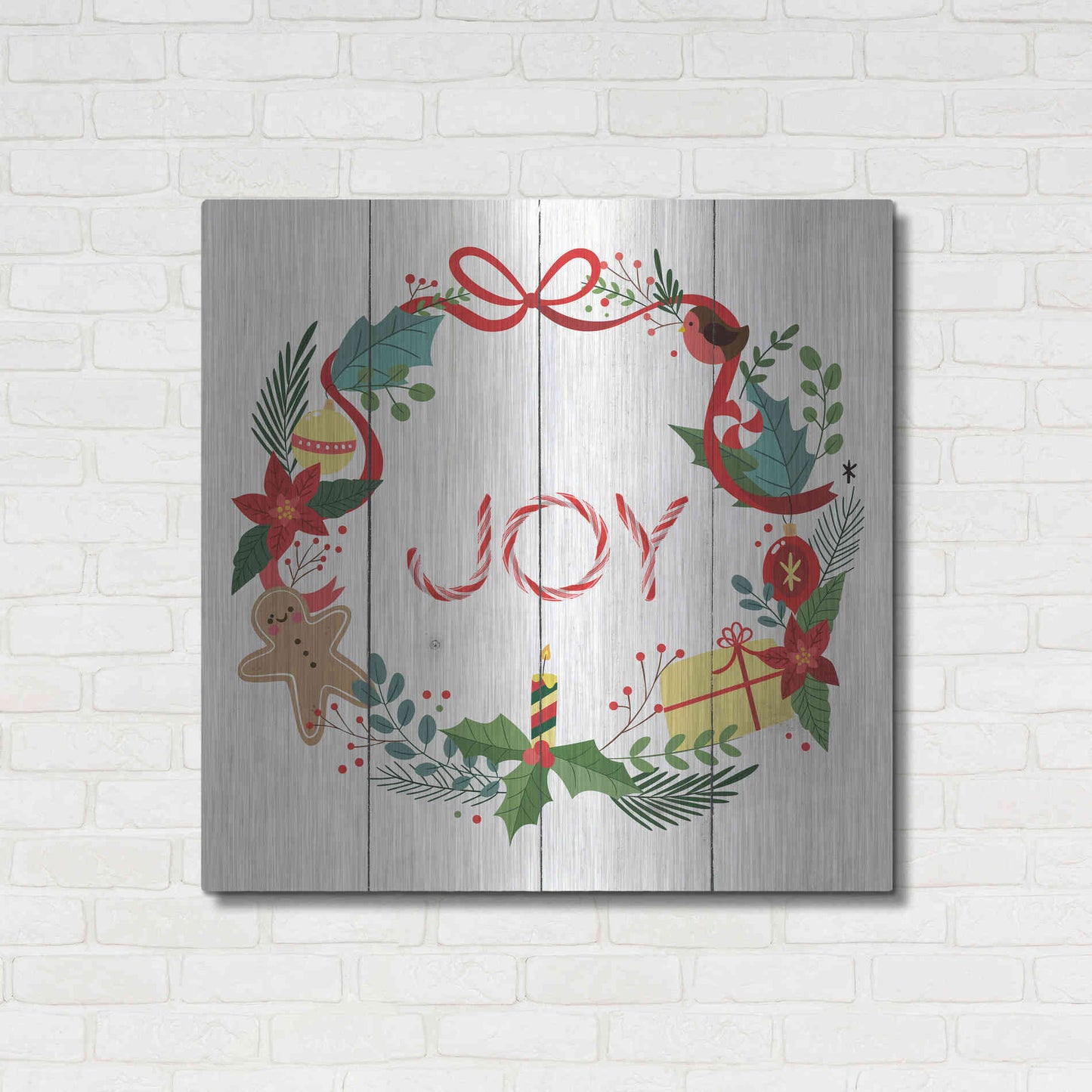 Luxe Metal Art 'Peppermint Joy' by Seven Trees Design, Metal Wall Art,36x36