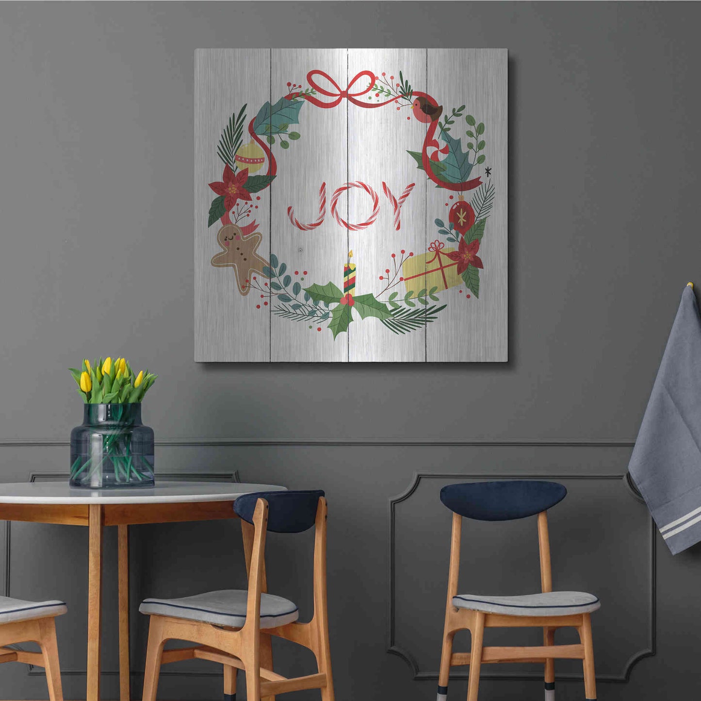 Luxe Metal Art 'Peppermint Joy' by Seven Trees Design, Metal Wall Art,36x36