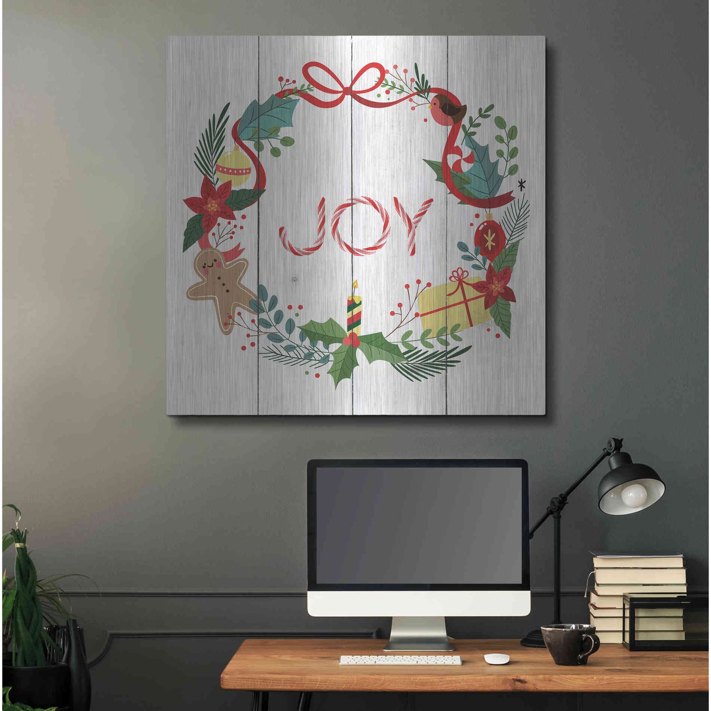 Luxe Metal Art 'Peppermint Joy' by Seven Trees Design, Metal Wall Art,36x36