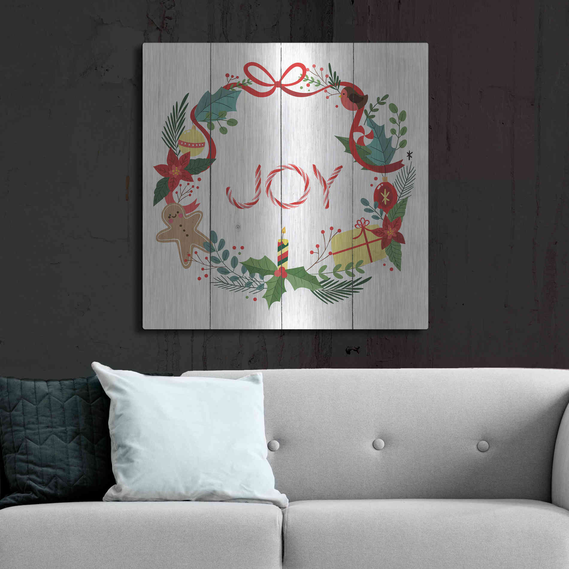 Luxe Metal Art 'Peppermint Joy' by Seven Trees Design, Metal Wall Art,36x36